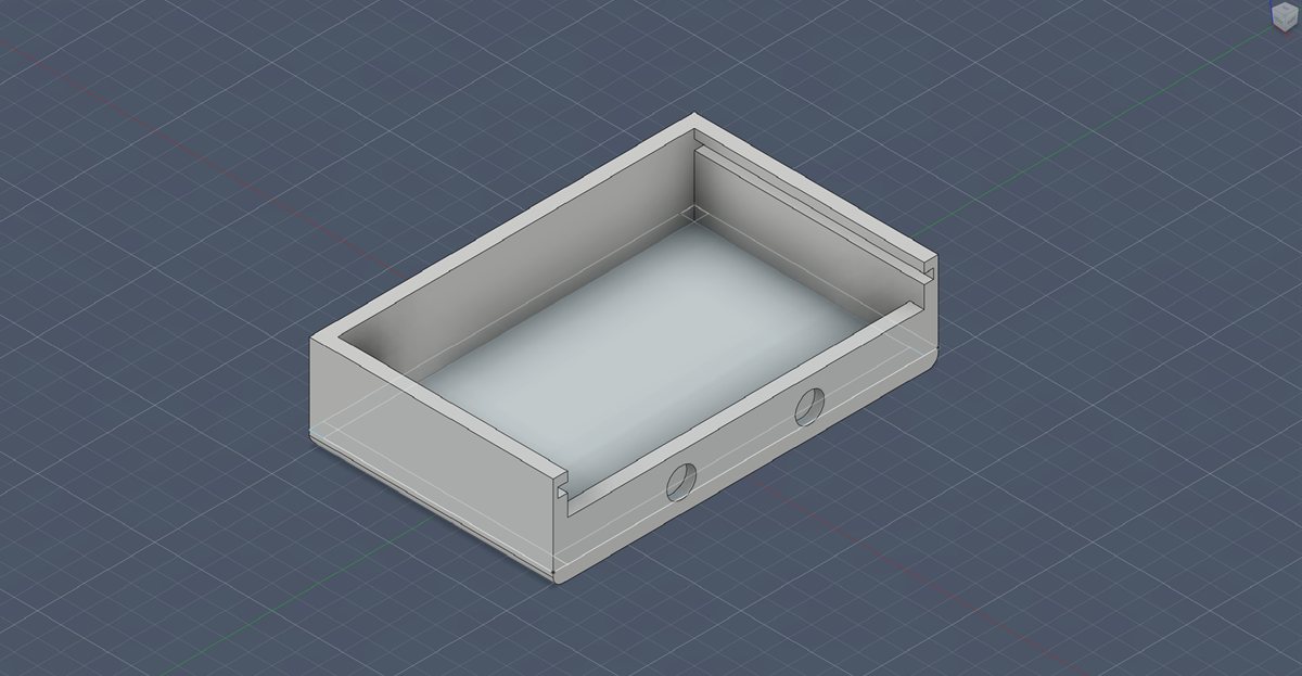 A custom tray being modeled in 3D CAD software
