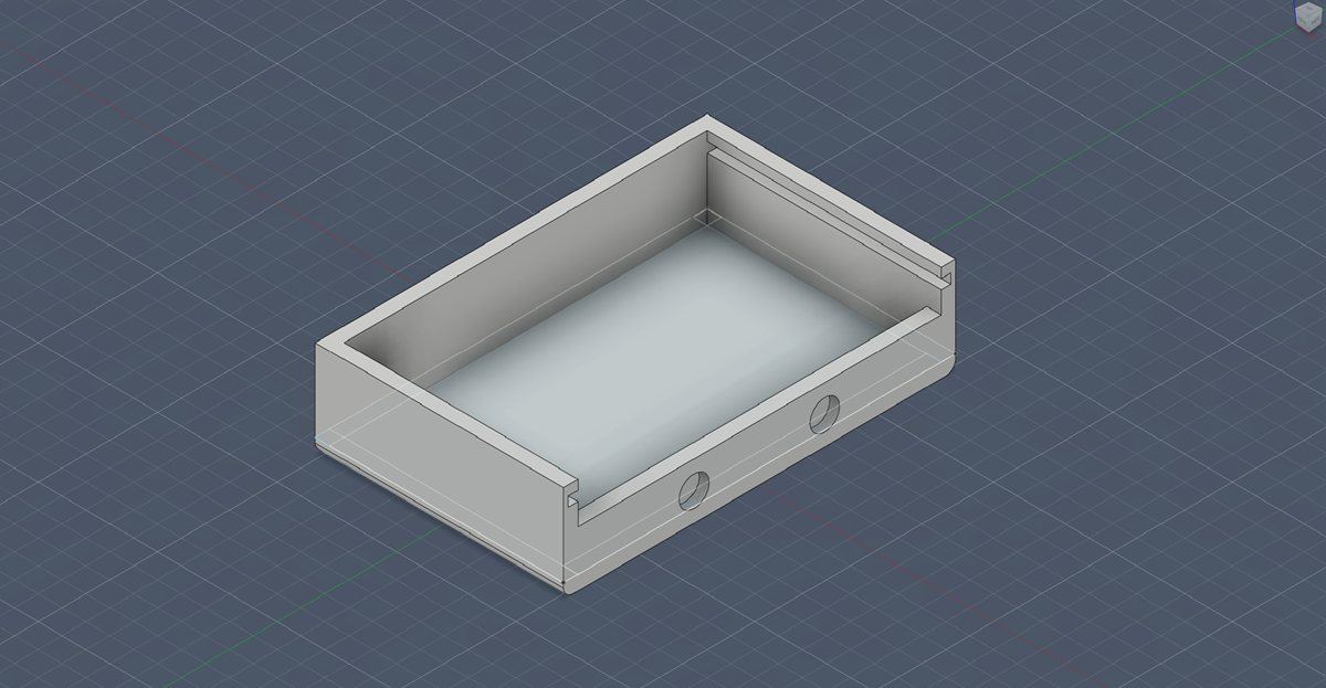 A custom tray being modeled in 3D CAD software